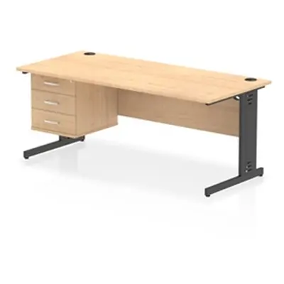 Impulse 1800x800 Desk Maple/Black Cable Managed Leg 3 Dr Fixed Ped