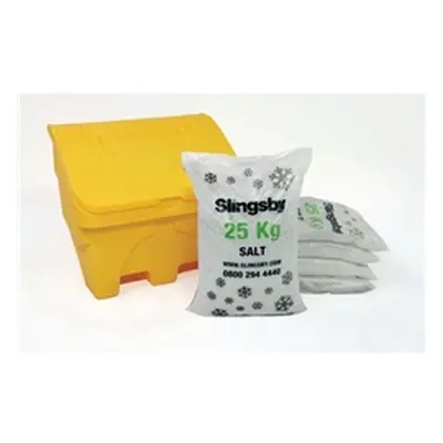 Salt and Grit Bin Yellow 130L Supplied with 5x25kgs De-icing Salt