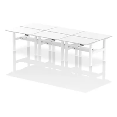 Air B2B 1200x800mm Height Adjustable 6P Bench Desk CP White/White