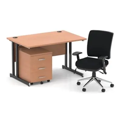 Impulse 1200 Desk Beech/Black Cantilever 3 Dr Mobile Ped Black Chair