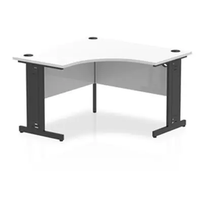 Impulse 1200mm Corner Office Desk White Top Black Cable Managed Leg