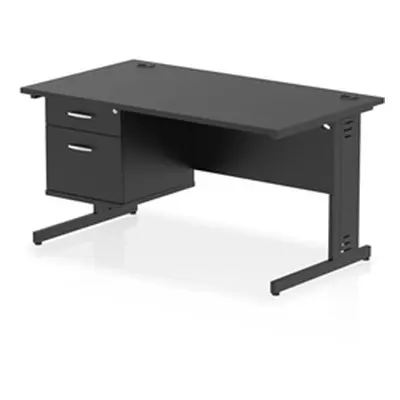 Impulse 1400x800 Desk Black/Black Cable Managed Leg 2 Dr Fixed Ped