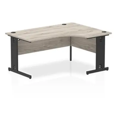 Impulse 1600 RH Crescent Desk Grey Oak Top Black Cable Managed Leg