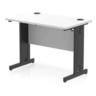 Impulse 1000x600mm Straight Desk White Top Black Cable Managed Leg