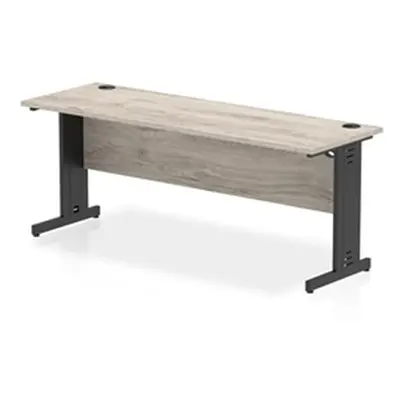 Impulse 1800x600mm Straight Desk Grey Oak Top Black Cable Managed Leg