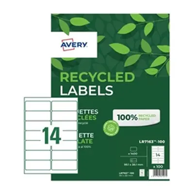 Avery Addressing Labels Laser Recycled 14 per Sheet - LR7163-100