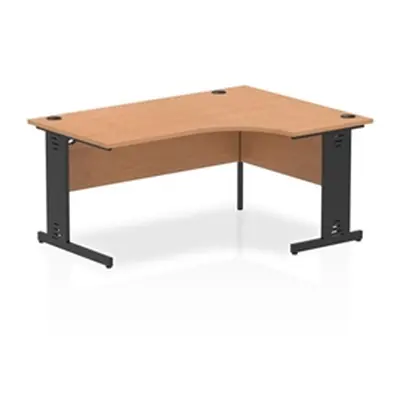 Impulse 1600 RH Crescent Desk Oak Top Black Cable Managed Leg