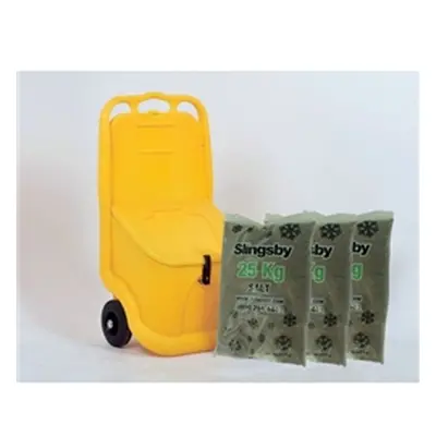 Mobile Salt and Grit Bin Kit Yellow 75L with De-icing Salt 399638