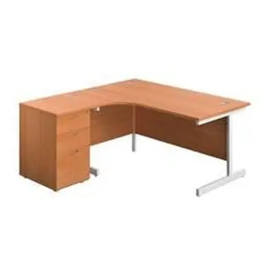 1600X1200 Single Left Hand Radial Desk Beech-White