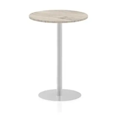 Italia 800mm Poseur Round Table Grey Oak Top 1145mm High Leg