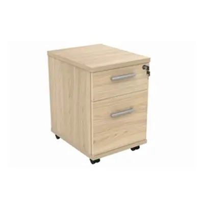 Mobile Under Desk Office Storage Unit 2 Drawers Canadian Oak