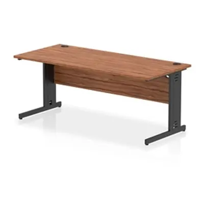 Impulse 1800x800mm Straight Desk Walnut Top Black Cable Managed Leg