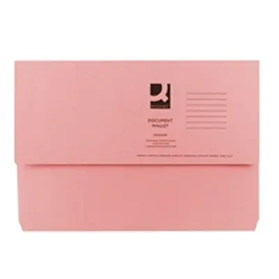 Q-Connect Document Wallet Foolscap Pink (Pack of 50) Ref KF23015