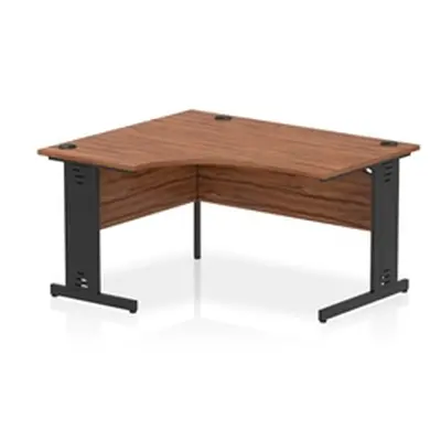 Impulse 1400 LH Crescent Desk Walnut Top Black Cable Managed Leg