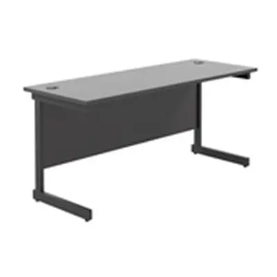 1600x600 Single Upright Rectangular Desk Black-Black