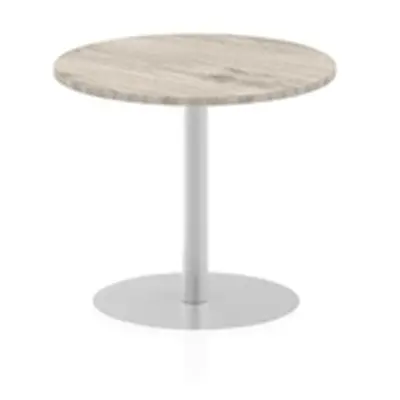 Italia 800mm Poseur Round Table Grey Oak Top 725mm High Leg