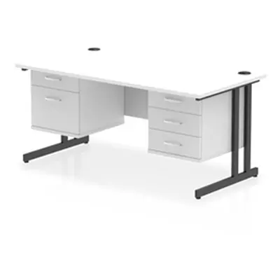 Impulse 1600x800 Desk Cantilever Leg White/Black 2&3 Drawer Fixed Ped