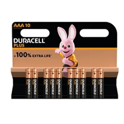 Duracell Plus AAA Battery Alkaline 100% Extra Life (Pack 10) 5015843