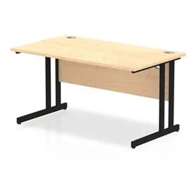 Impulse 1400 x 800mm Straight Desk Maple Top Black Cantilever Leg