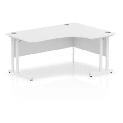 Impulse 1600mm Right Crescent Desk White Top White Cantilever Leg