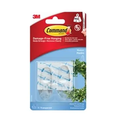 3M Command Medium Oval Hooks With Command Adhesive Strips Transparent