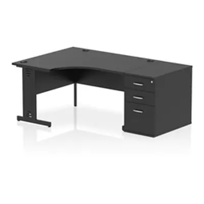 Impulse 1400 LH Crescent Desk Black/Black Cable Managed Leg 800 DH Ped