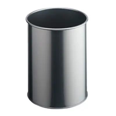 Durable Metal Waste Bin 15L Silver