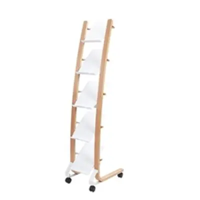 Alba Mobile Floor Stand 5 Shelves A4 Literature Display Wood/White