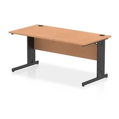 Impulse 1600x800mm Straight Desk Oak Top Black Cable Managed Leg