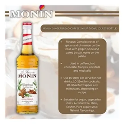 Monin Gingerbread Coffee Syrup 700ml (Glass)