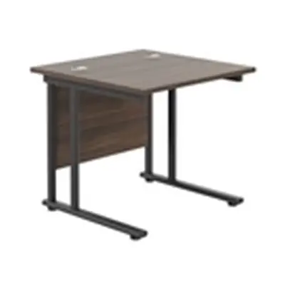 800x800 Twin Upright Rectangular Desk Dark Walnut-Black