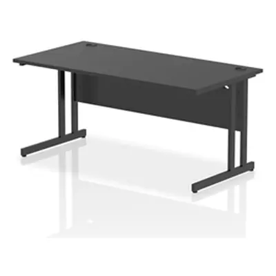 Impulse 1600x800mm Straight Office Desk Black Top Black Cantilever Leg