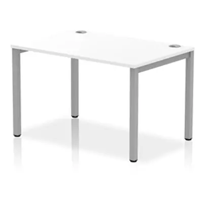 Impulse Bench Single Row 1200 Silver Frame Office Bench Desk White