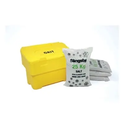 Salt and Grit Bin Supplied with Salt Yellow 115L 395095