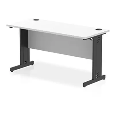 Impulse 1400x600mm Straight Desk White Top Black Cable Managed Leg