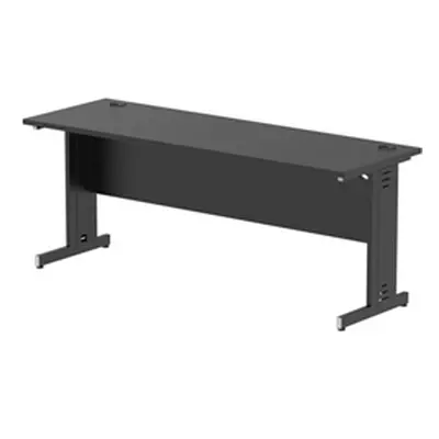 Impulse 1800x600mm Straight Desk Black Top Black Cable Managed Leg