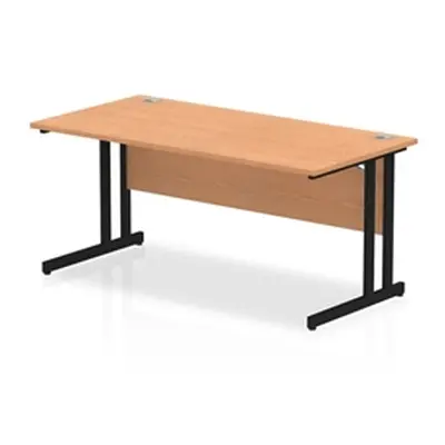 Impulse 1600 x 800mm Straight Desk Oak Top Black Cantilever Leg