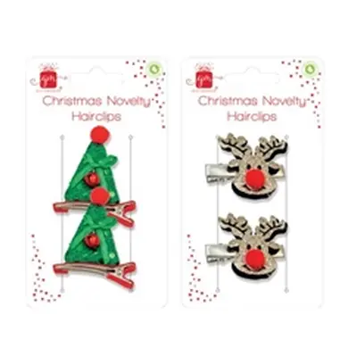 Xmas Hair Clips 2 Designs Pack of 12 XAKGZ410