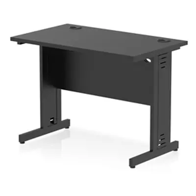 Impulse 1000x600mm Straight Desk Black Top Black Cable Managed Leg