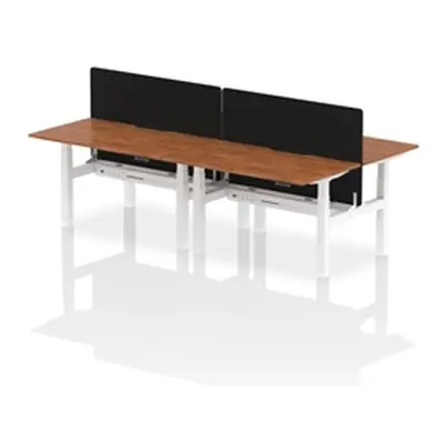 Air B2B 1400x800 Adjustable 4P Bench Desk Scallop Walnut/White +Screen