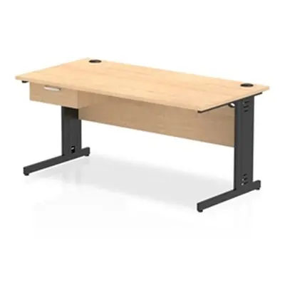 Impulse 1600x800 Desk Maple/Black Cable Managed Leg 1 Dr Fixed Ped