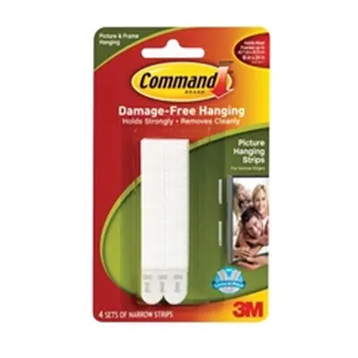 3M Command Narrow Picture Hanging Strips White (4 Pack)