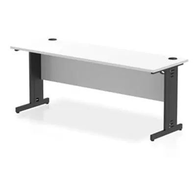 Impulse 1800x600mm Straight Desk White Top Black Cable Managed Leg