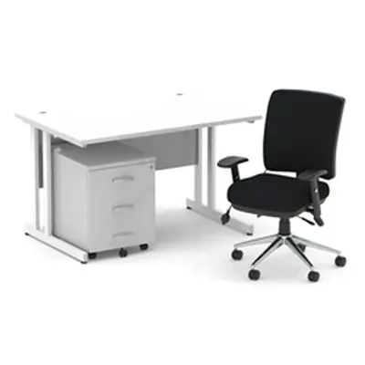 Impulse 1200 Desk White/White Cantilever 3 Dr Mobile Ped Black Chair