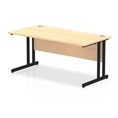 Impulse 1600 x 800mm Straight Desk Maple Top Black Cantilever Leg