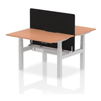 Air B2B 1200x800 Adjustable 2P Bench Desk Scallop Beech/Silver +Screen