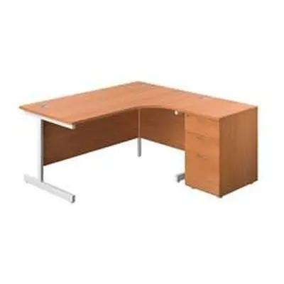 1600X1200 Single Right Hand Radial Desk Beech-White