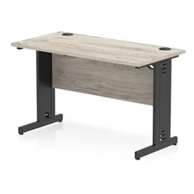 Impulse 1200x600mm Straight Desk Grey Oak Top Black Cable Managed Leg