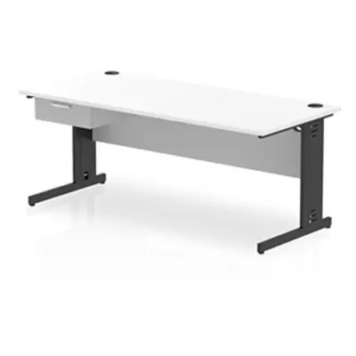 Impulse 1800x800 Desk White Top Black Cable Managed Leg 1 Dr Fixed Ped