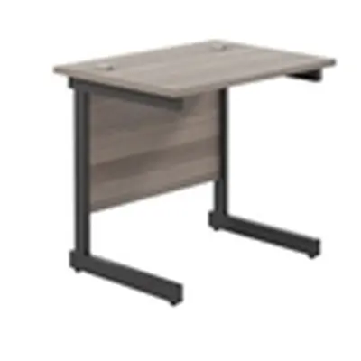 800x600 Single Upright Rectangular Desk Grey Oak-Black